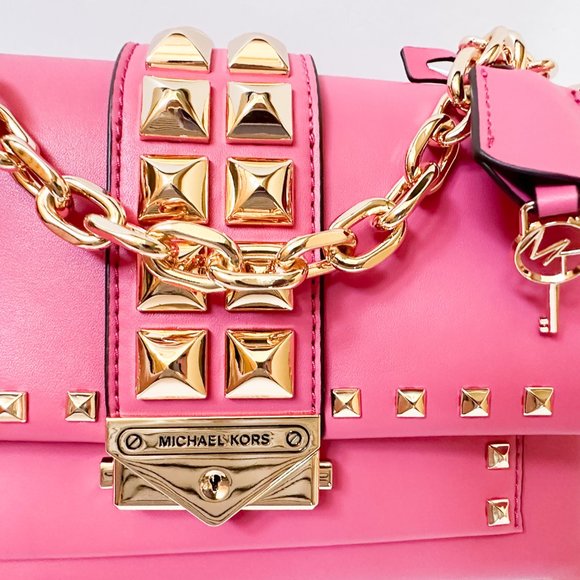 Michael Kors CECE Medium Flap Shoulder Crossbody Leather Bag French Pink - Picture 5 of 13